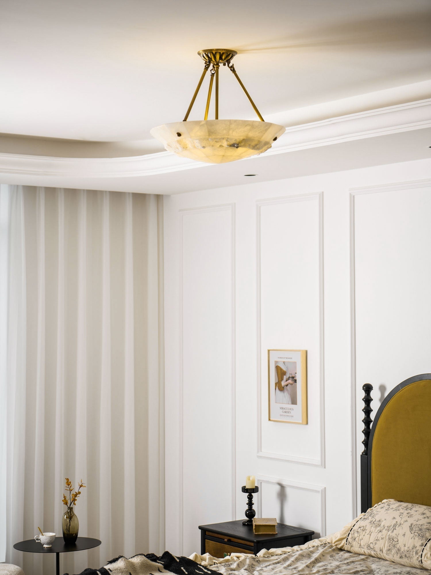 Freyza | Suspension en forme de bol en albâtre – Luminaire pour cuisine et salle à manger