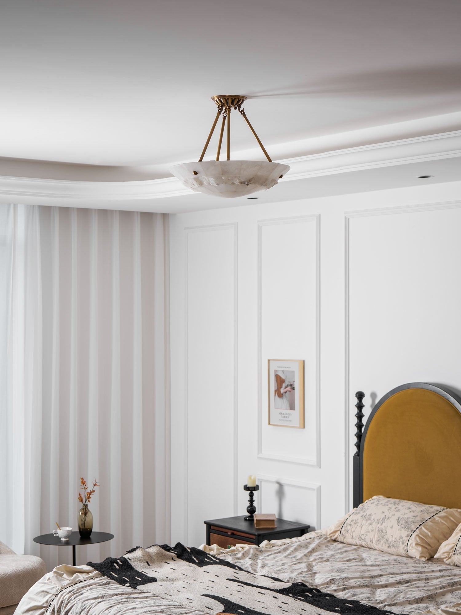 Freyza | Suspension en forme de bol en albâtre – Luminaire pour cuisine et salle à manger