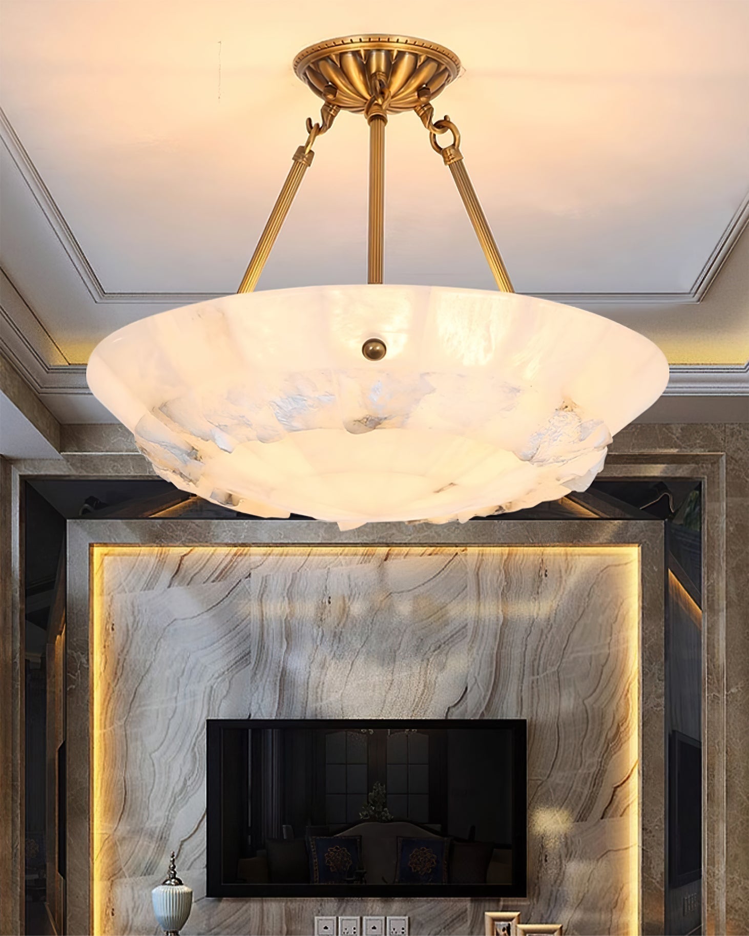Freyza | Suspension en forme de bol en albâtre – Luminaire pour cuisine et salle à manger
