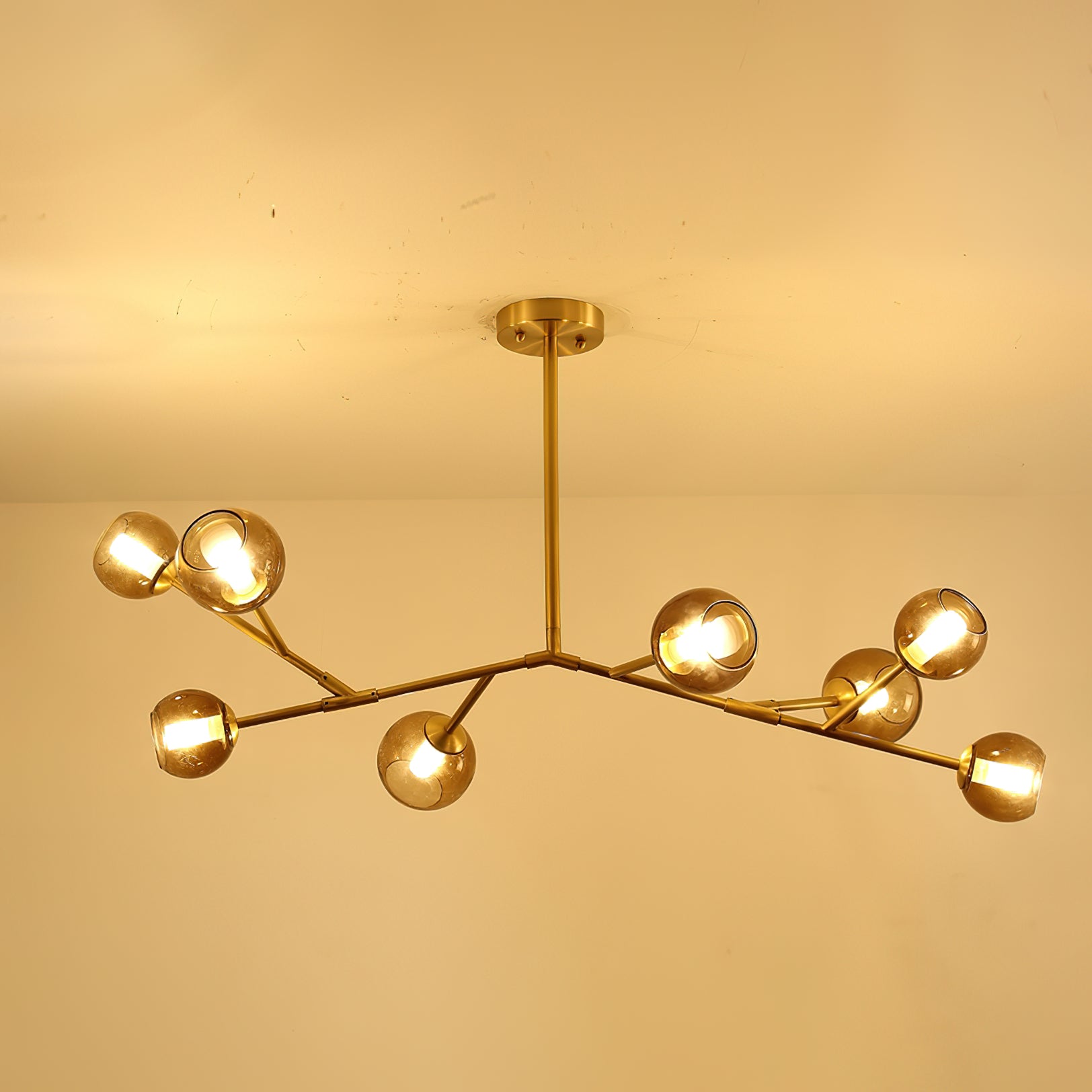 Freyza | Kinetic Brass Glass Brass Glass Chandelier – Dining Room Living Room