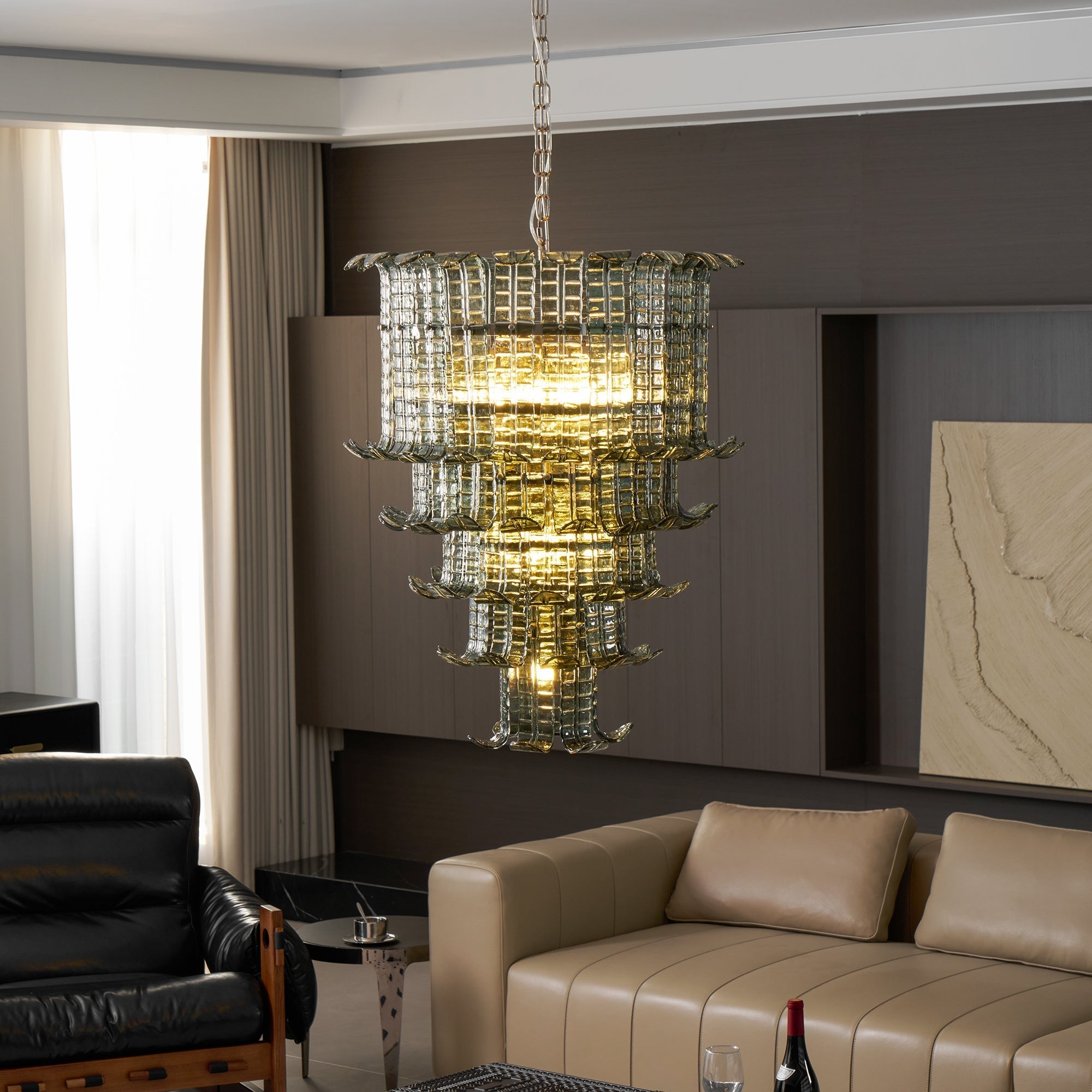Freyza | Postmoderner luxuriöser Kronleuchter aus Aether-Glas – modernes Esszimmer, Wohnzimmer