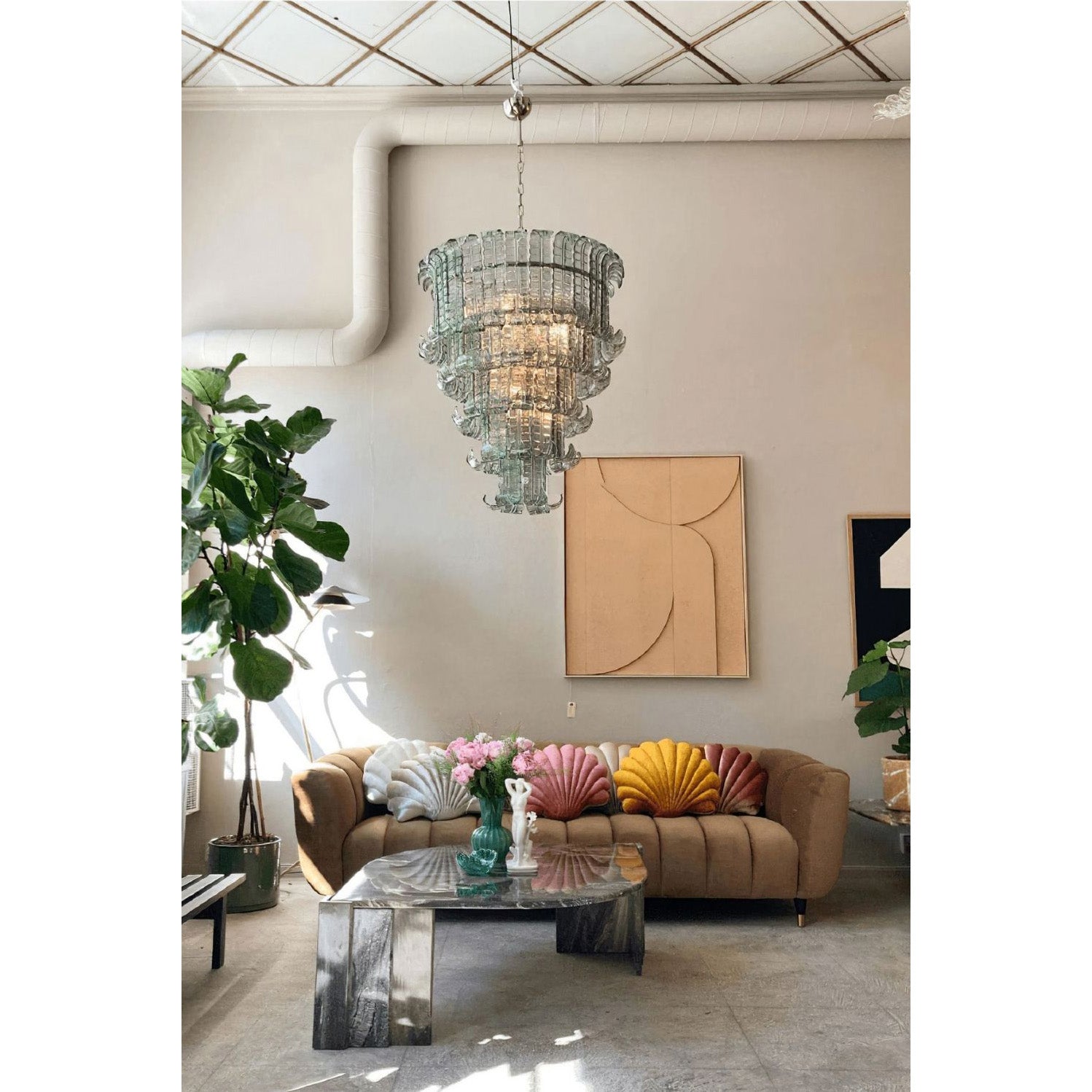 Freyza | Postmoderner luxuriöser Kronleuchter aus Aether-Glas – modernes Esszimmer, Wohnzimmer