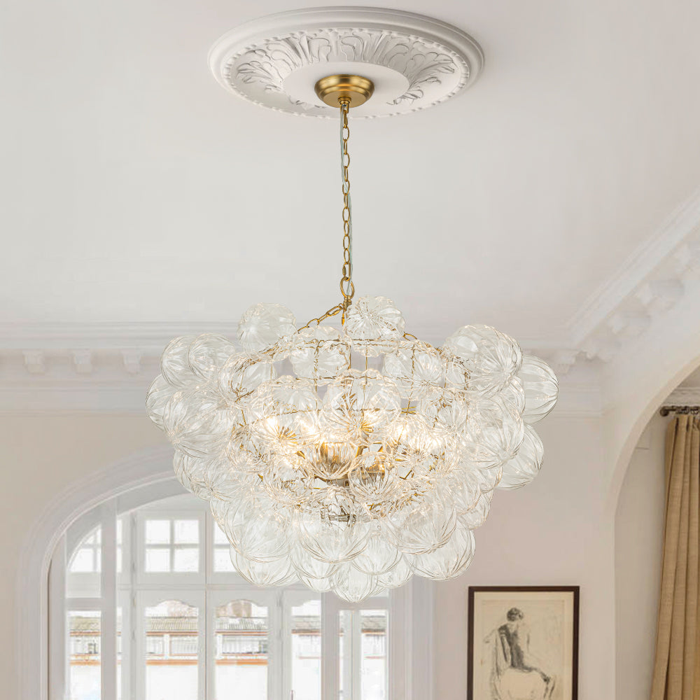 Freyza | Elorin Texture Globe Glass Chandelier – Dining Room Living Room