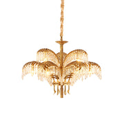 Freyza | Zenith Luxury Palm Brass Crystal Chandelier – Dining Room Living Room