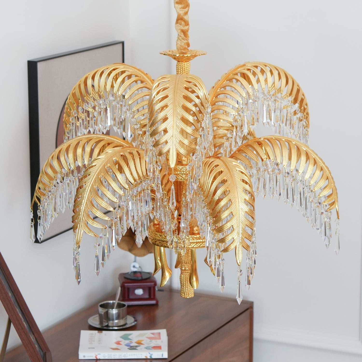 Freyza | Zenith Luxury Palm Brass Crystal Chandelier – Dining Room Living Room