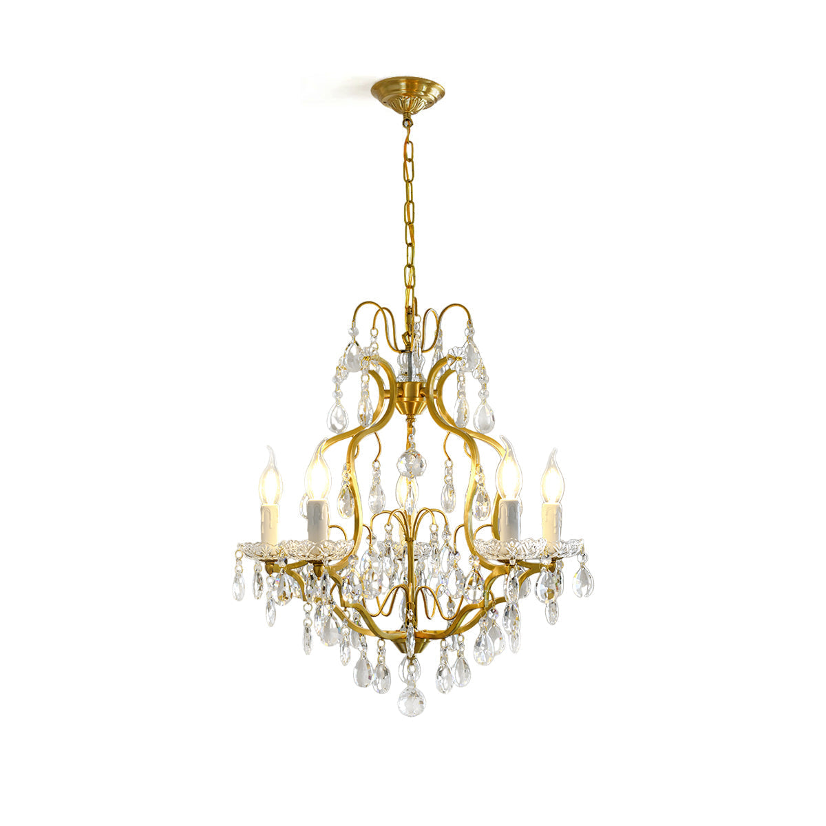 Freyza | Cevinyra Lustre postmoderne de luxe en laiton et cristal – Salle à manger et salon modernes