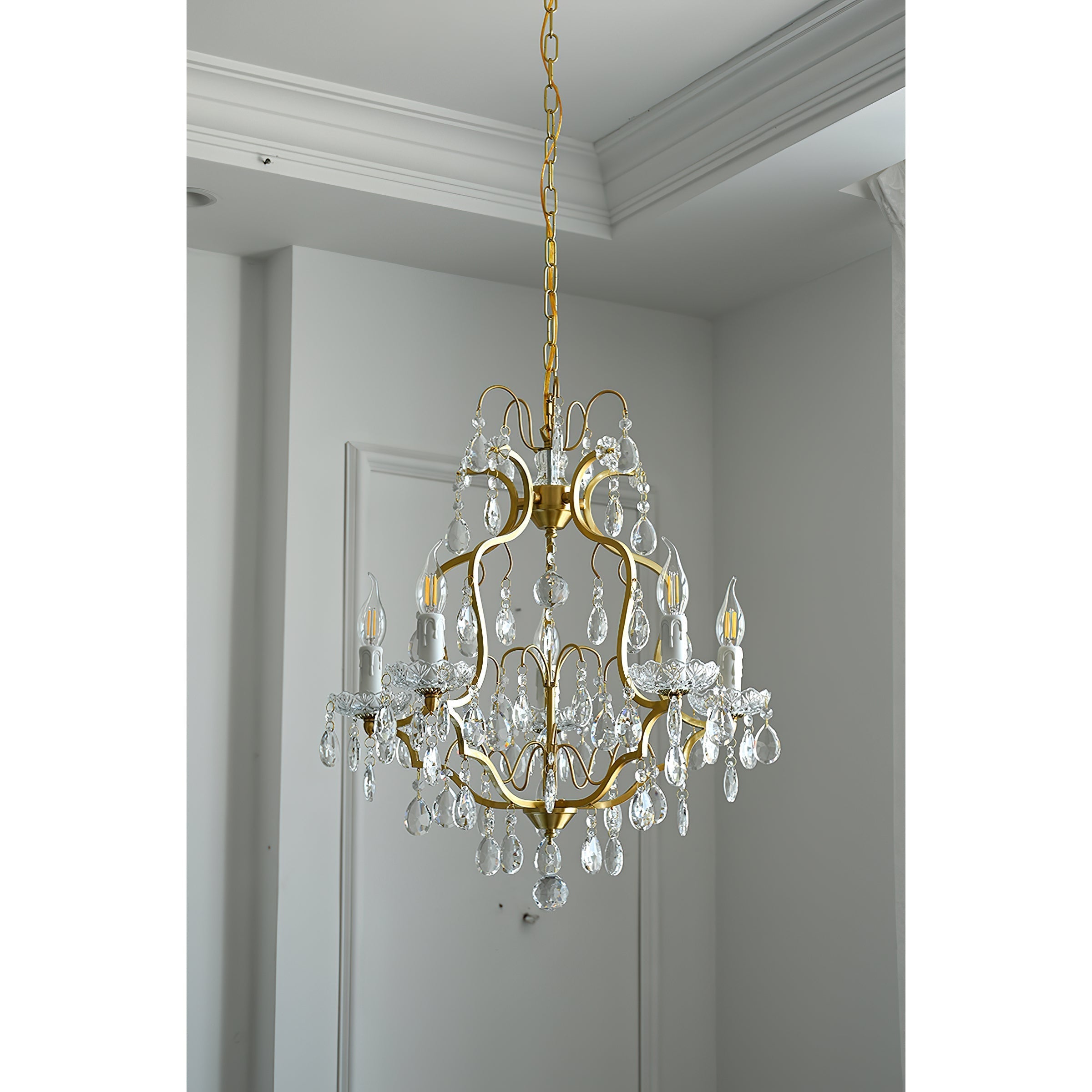 Freyza | Cevinyra Lustre postmoderne de luxe en laiton et cristal – Salle à manger et salon modernes