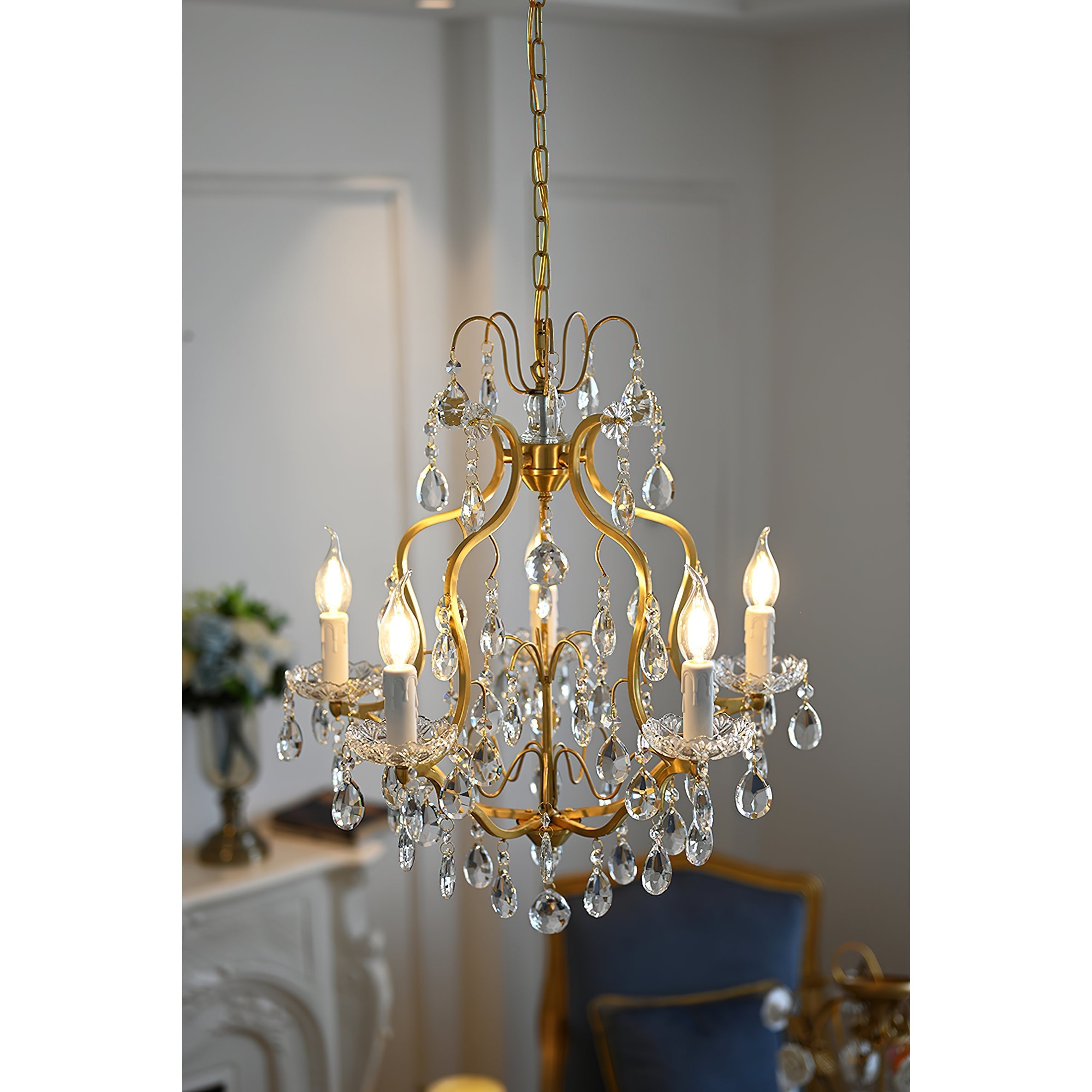 Freyza | Cevinyra Lustre postmoderne de luxe en laiton et cristal – Salle à manger et salon modernes