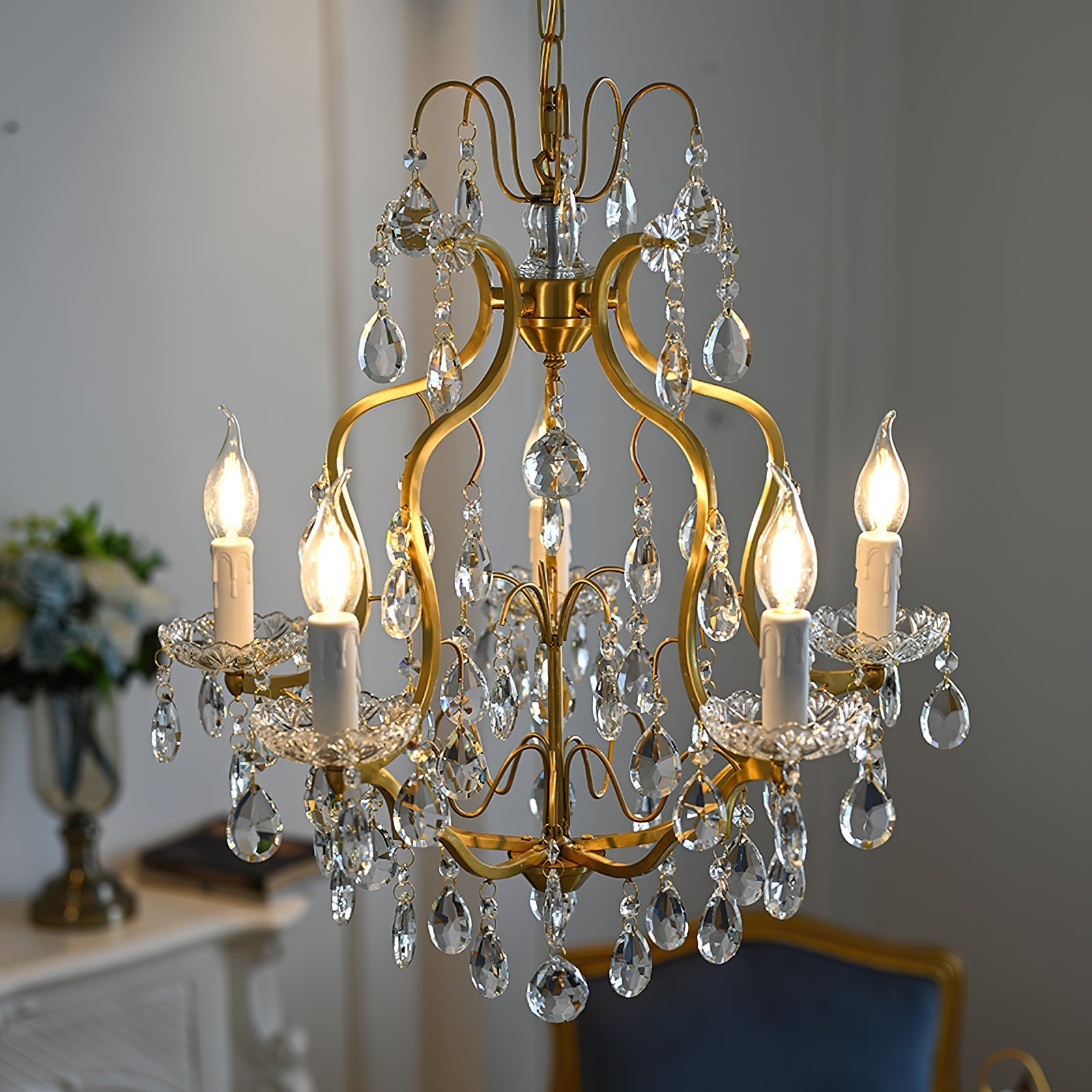 Freyza | Cevinyra Lustre postmoderne de luxe en laiton et cristal – Salle à manger et salon modernes