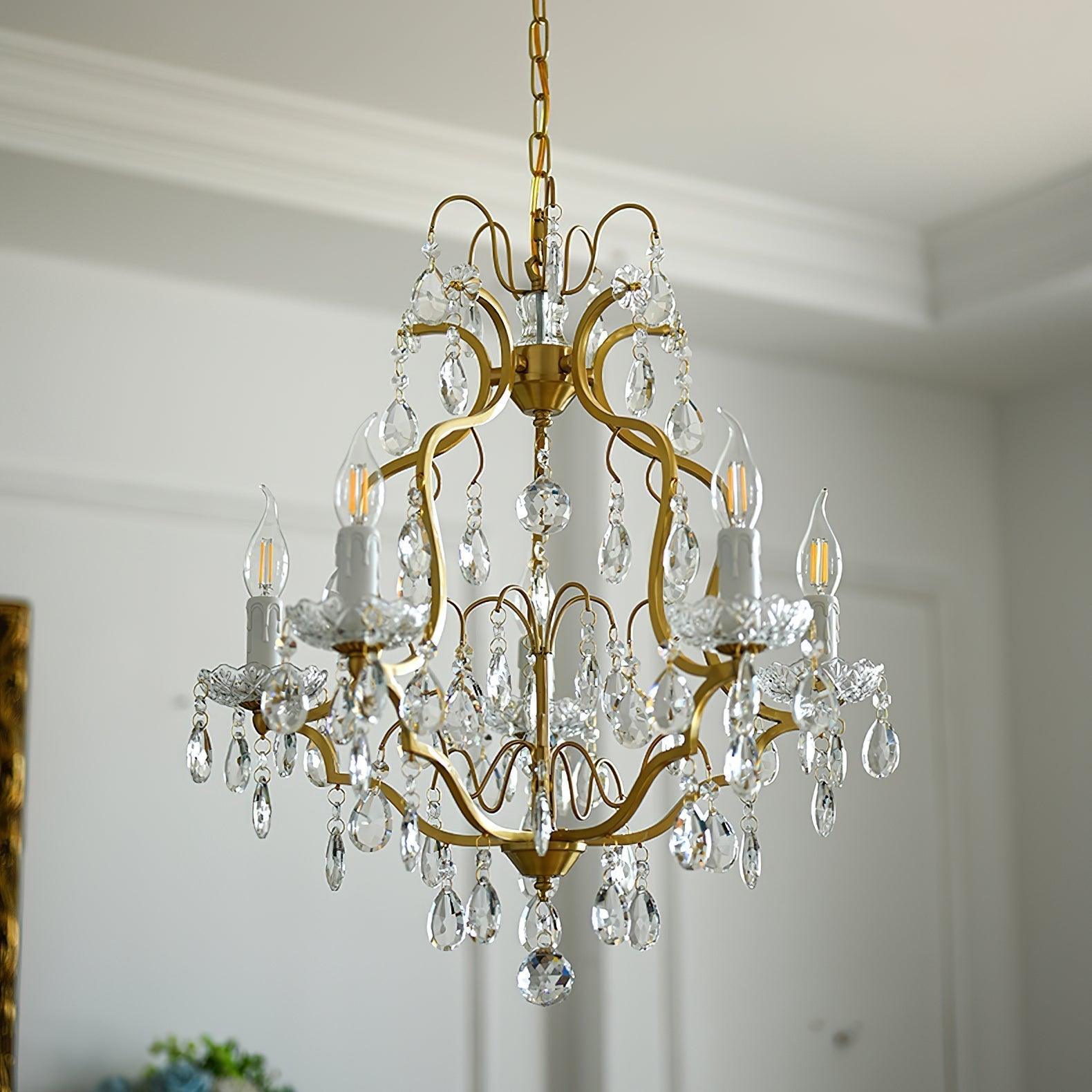 Freyza | Cevinyra Lustre postmoderne de luxe en laiton et cristal – Salle à manger et salon modernes