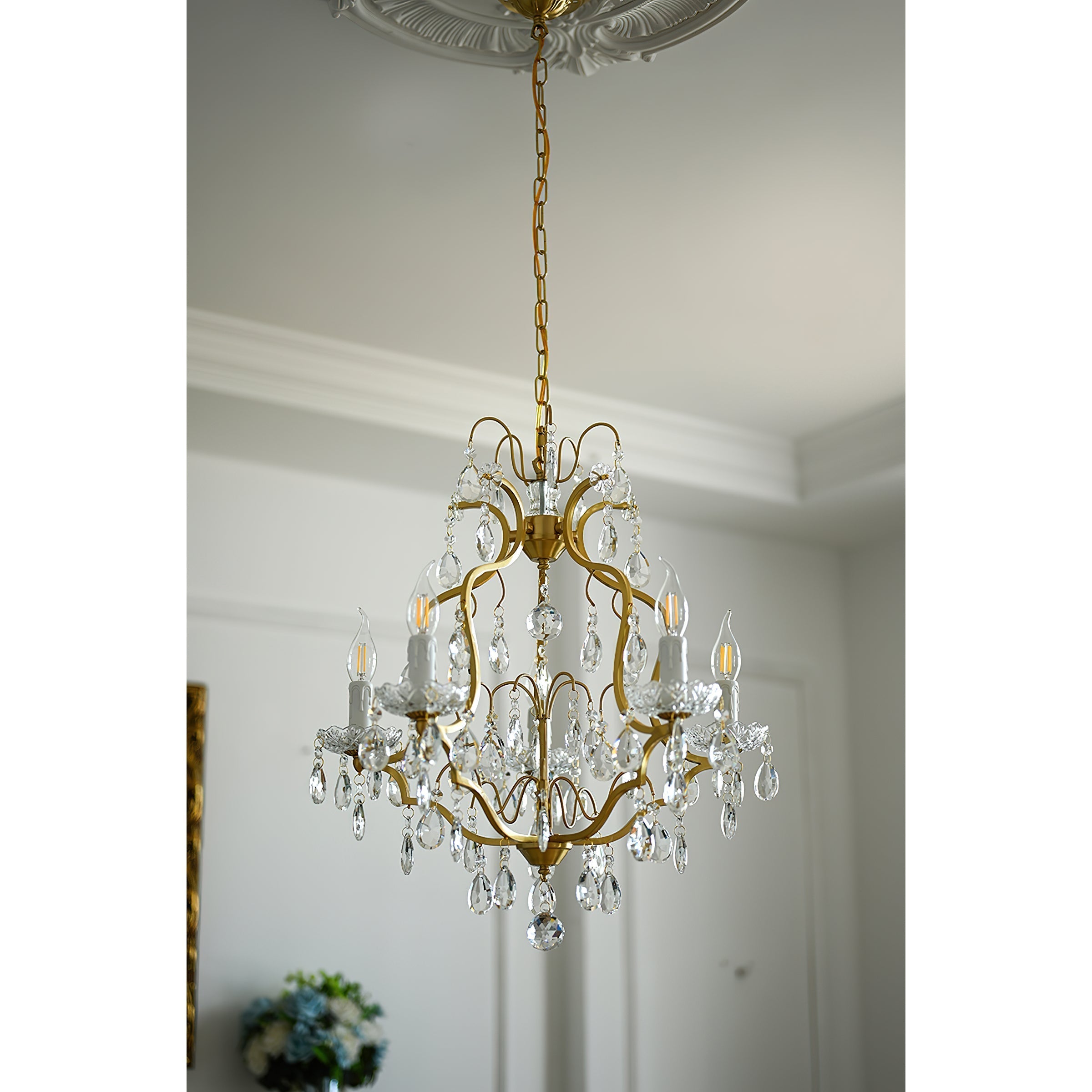 Freyza | Cevinyra Lustre postmoderne de luxe en laiton et cristal – Salle à manger et salon modernes