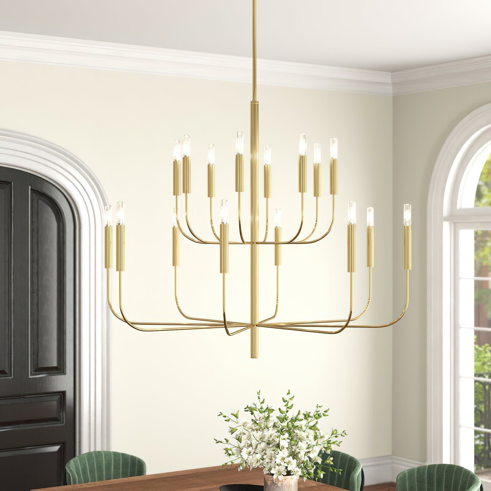 Freyza | Olcarel Vintage Industrial Brass Chandelier – Industrial Dining Room Living Room