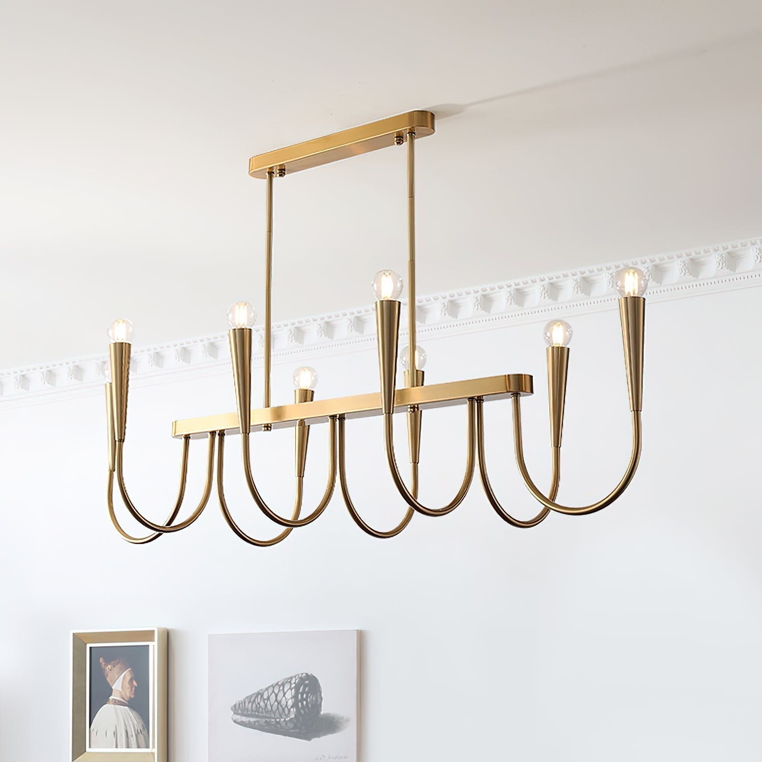 Freyza | Fluide Linear Brass Brass Chandelier – Dining Room Living Room