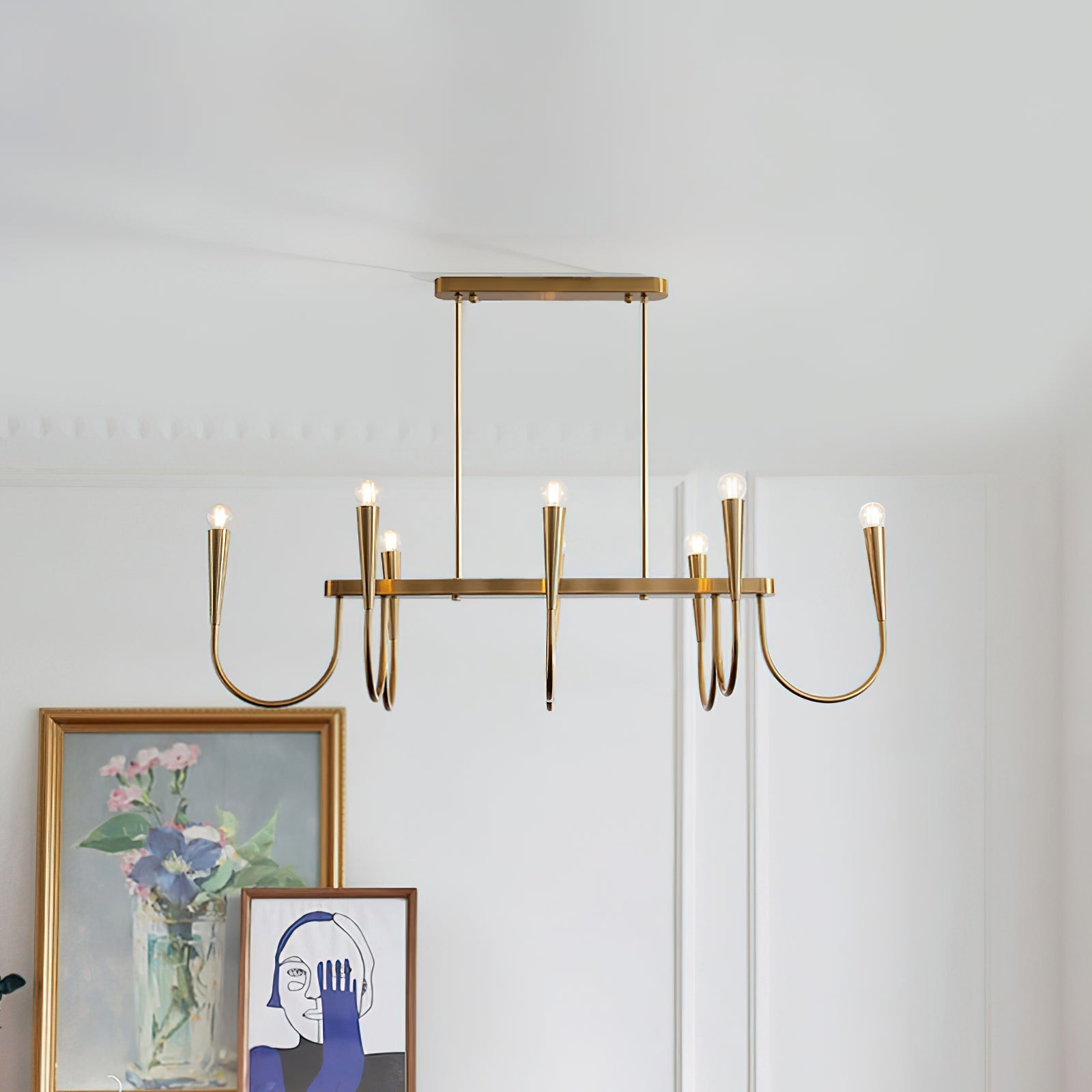 Freyza | Fluide Linear Brass Brass Chandelier – Dining Room Living Room