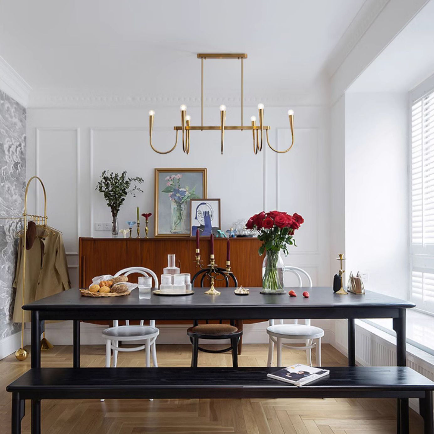 Freyza | Fluide Linear Brass Brass Chandelier – Dining Room Living Room