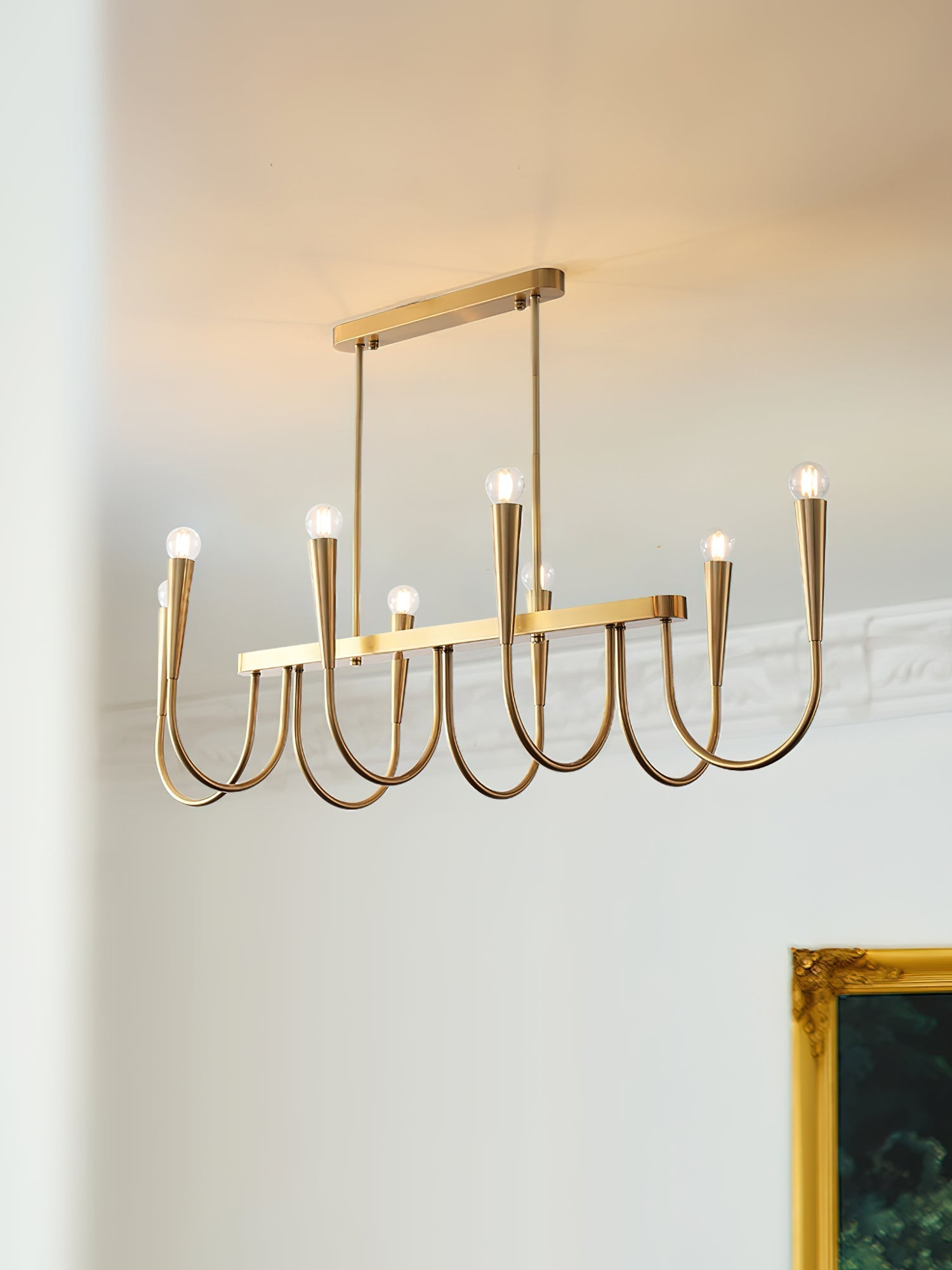 Freyza | Fluide Linear Brass Brass Chandelier – Dining Room Living Room