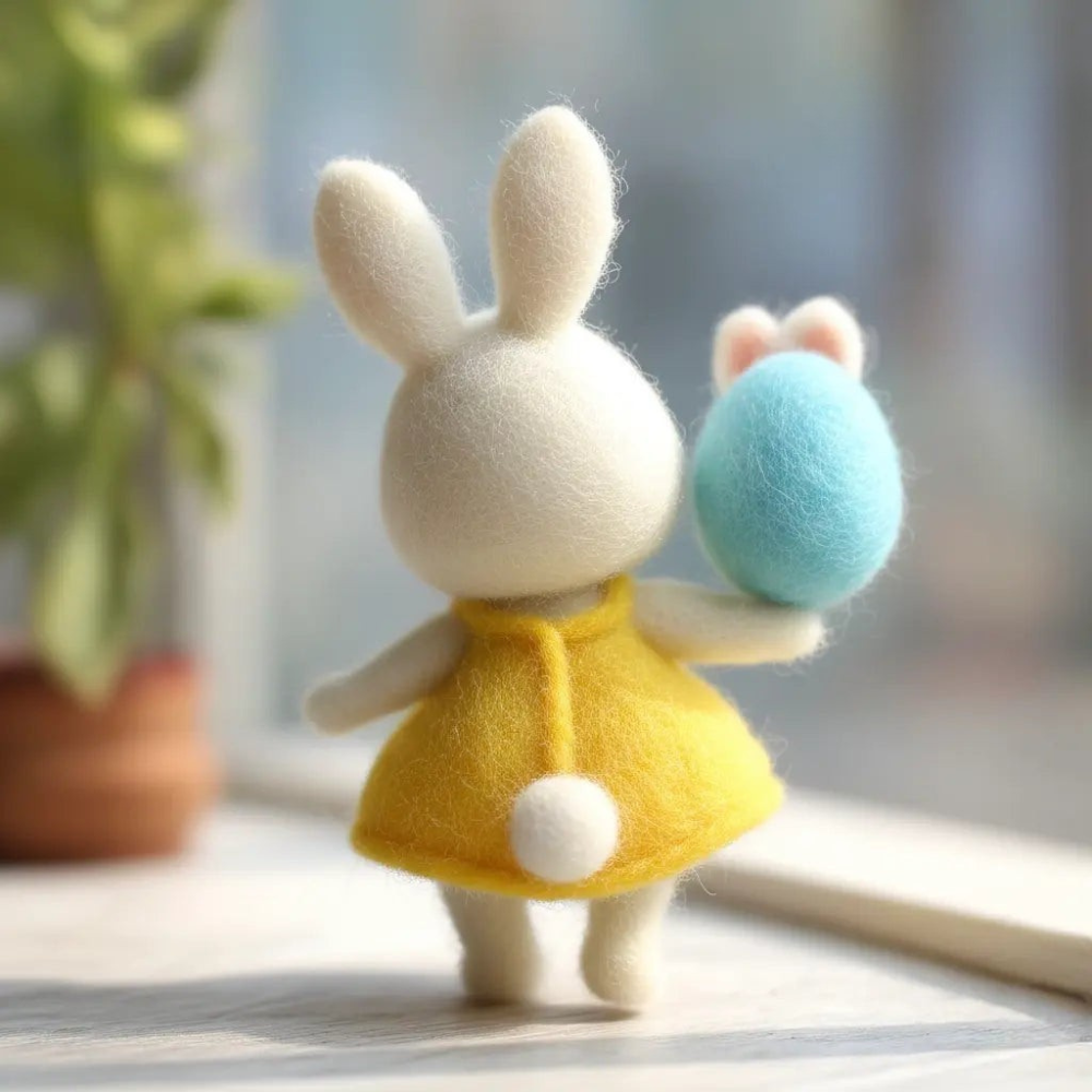 Freyza - Handcrafted Felt Easter Bunny with Tulip Egg Design | Unique Decorative Piece for Holiday Cheer