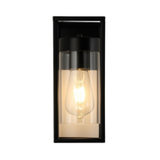 Freyza - LED Wall Sconce Light – Modern Rectangular Iron Glass Black (28x13cm / 11x5in)