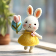 Freyza - Handcrafted Felt Easter Bunny with Tulip Egg Design | Unique Decorative Piece for Holiday Cheer