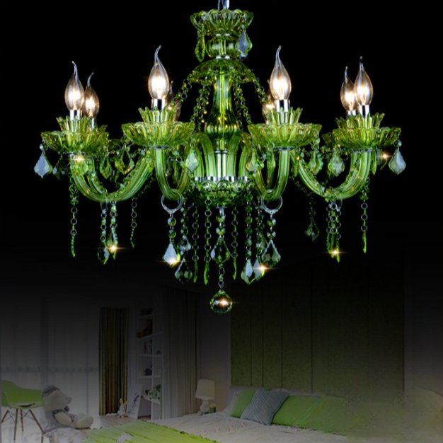 Freyza - Brigitte | Elegant Cascading Green Crystal Chandelier