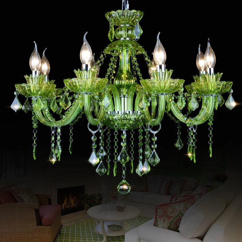 Freyza - Brigitte | Elegant Cascading Green Crystal Chandelier