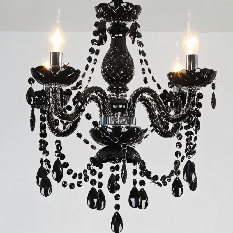 Freyza - Brigitte | Elegante Moderne Schwarze Kristall-Kronleuchter-Leuchte