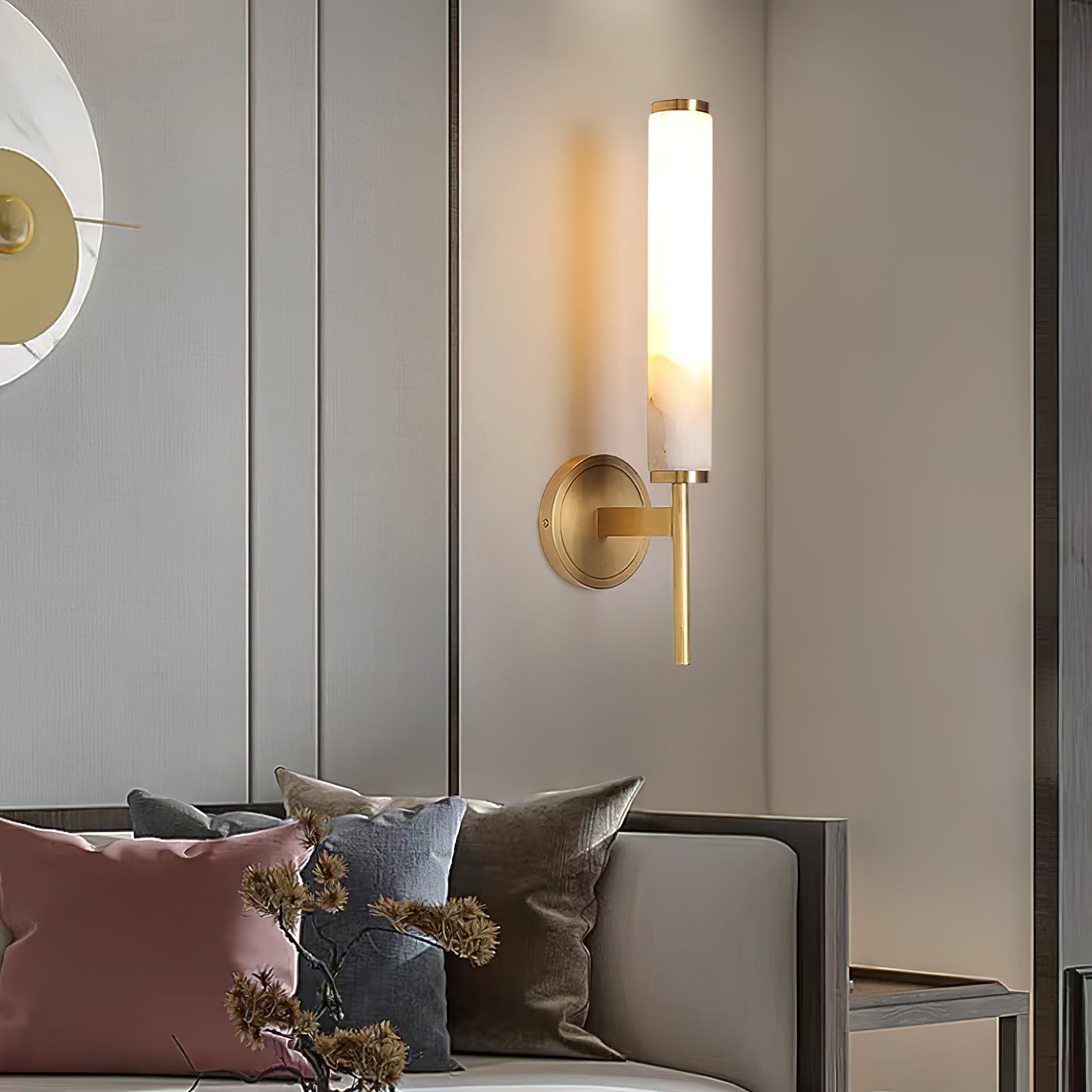 Freyza | Abyss Messing Alabaster Messing-Wandleuchte – Schlafzimmer Flur