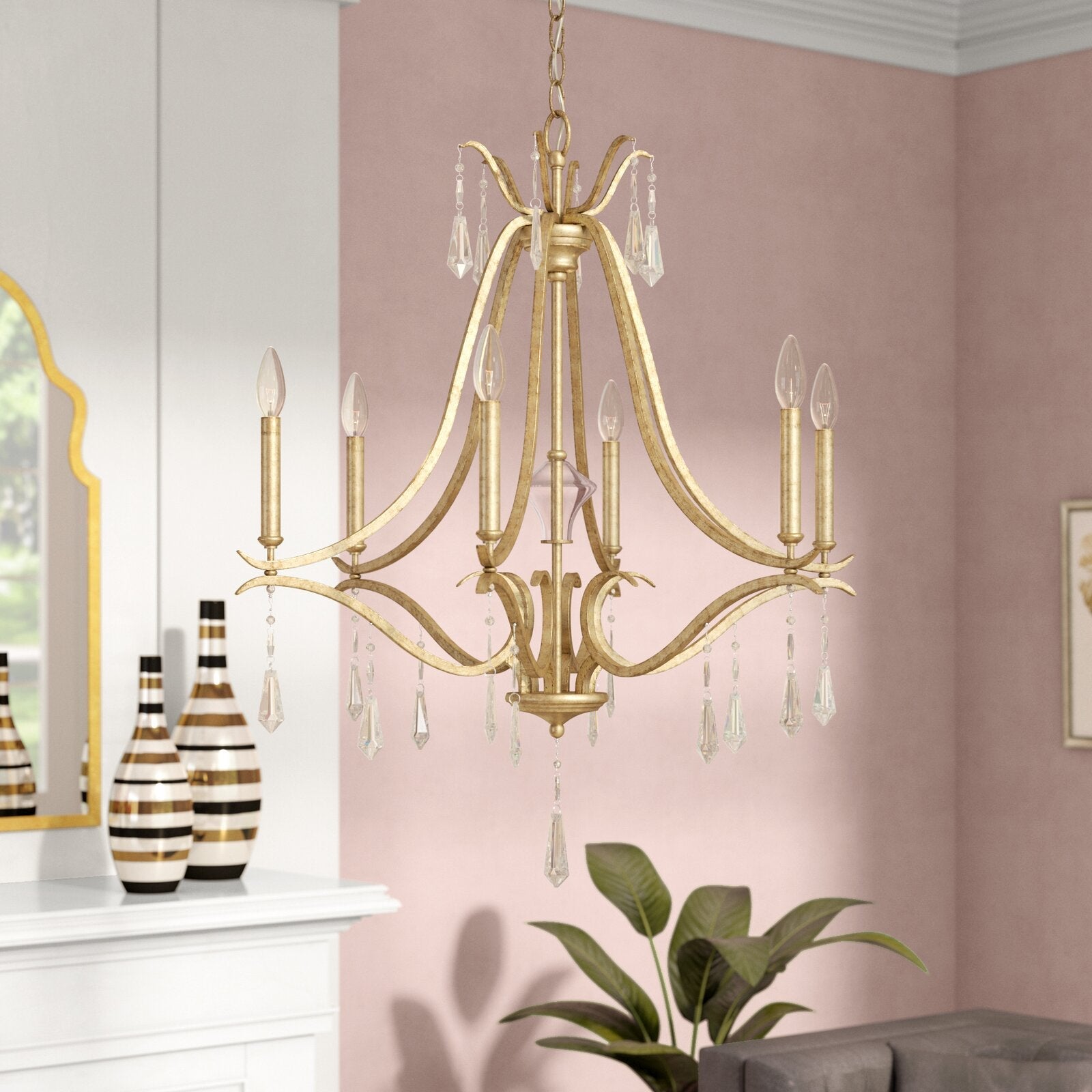Freyza | Lyra postmoderner luxuriöser Kupfer-Kristall-Kronleuchter – modernes Esszimmer, Wohnzimmer