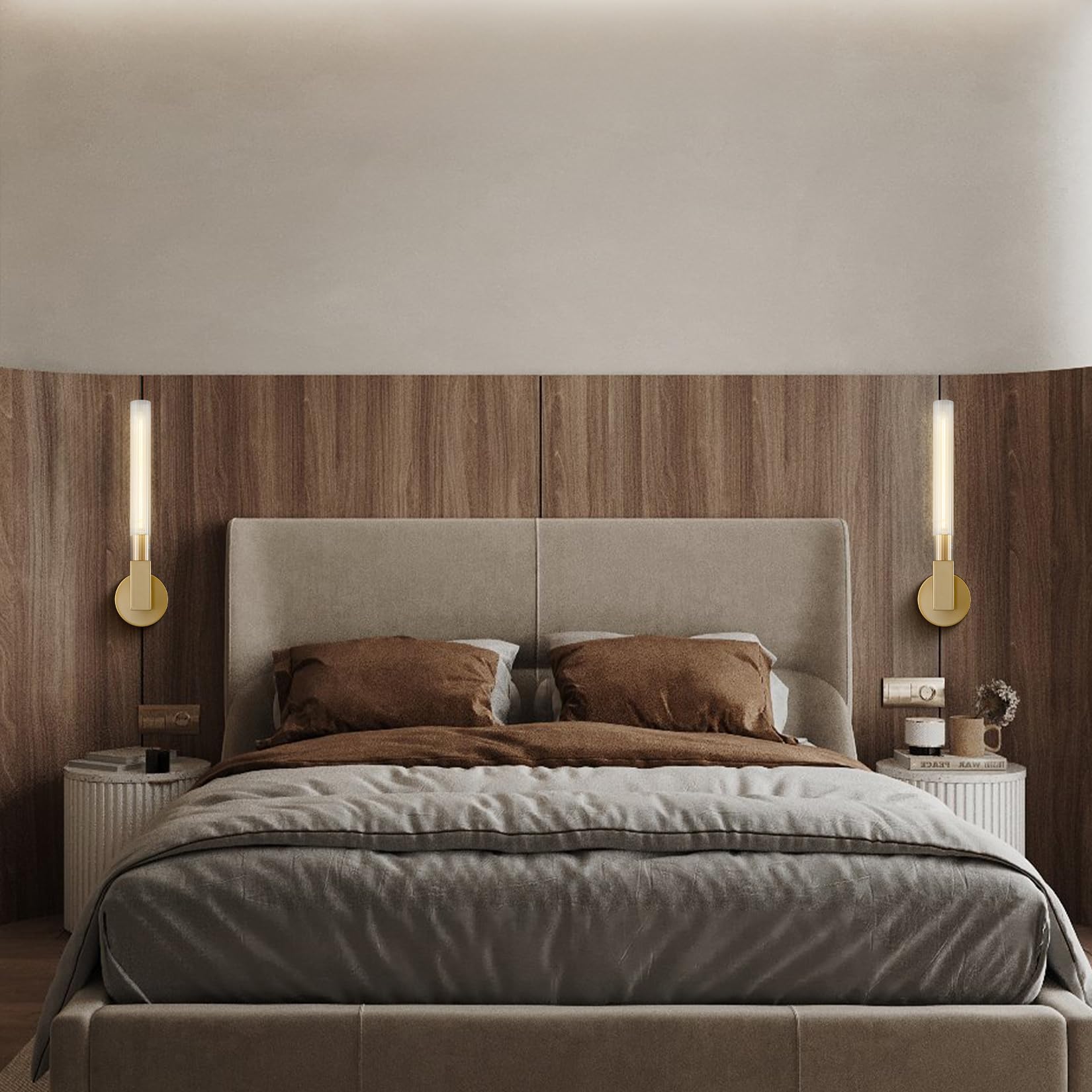 Freyza | Arisha Nordische Glas-Wandleuchte für Innenräume – nordisches Schlafzimmer, Wohnzimmer