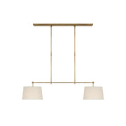 Freyza | Elegante lineare Pendelleuchte aus Messing mit Stoffschirm – Küche, Esszimmer