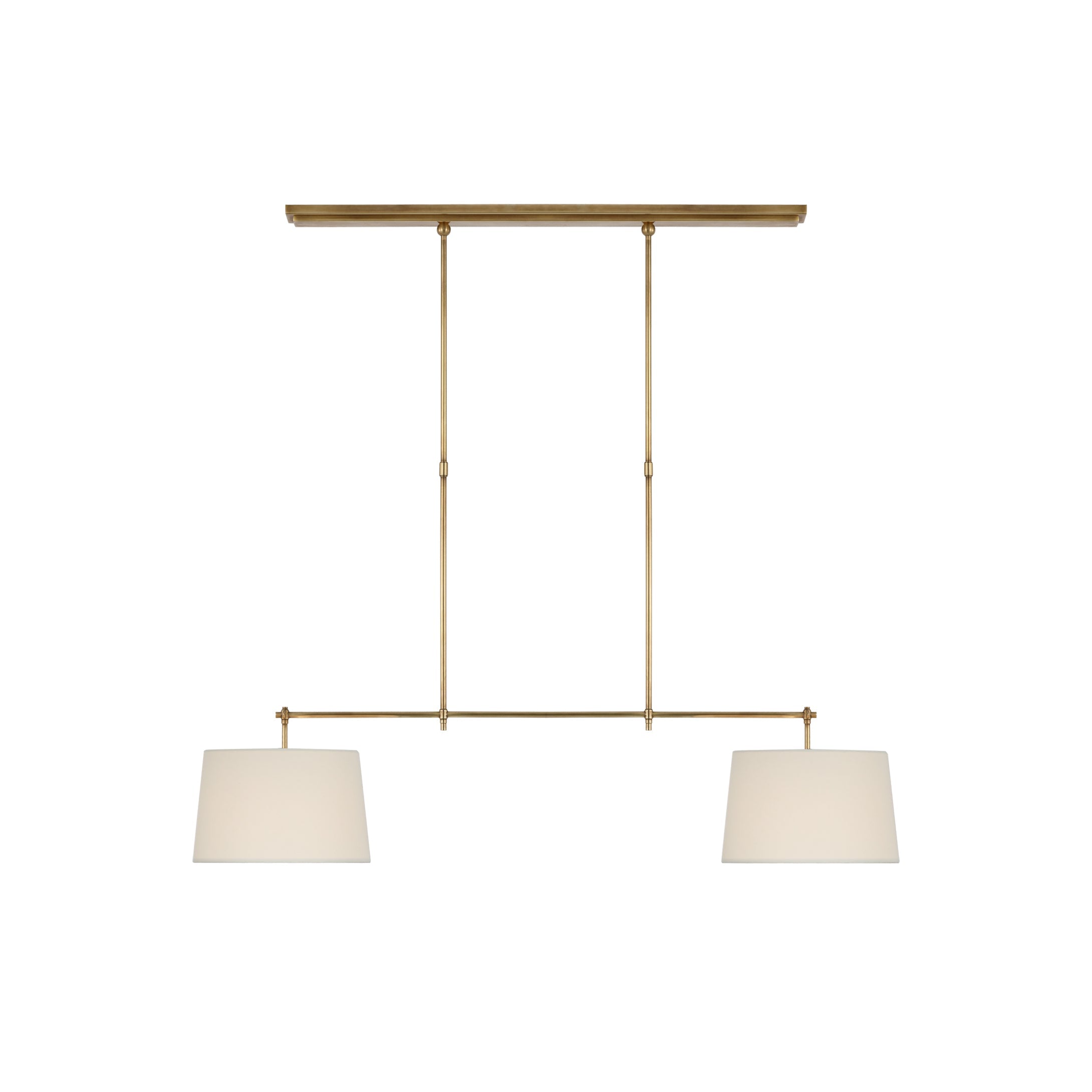 Freyza | Elegante lineare Pendelleuchte aus Messing mit Stoffschirm – Küche, Esszimmer