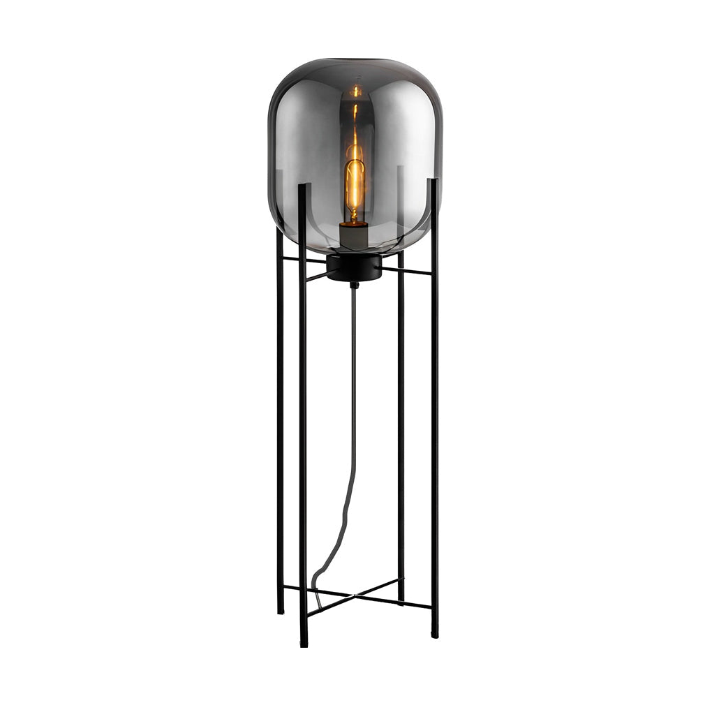 Bubbluxe | Modern Black Floor Lamp with Hand-Blown Glass Shade 7