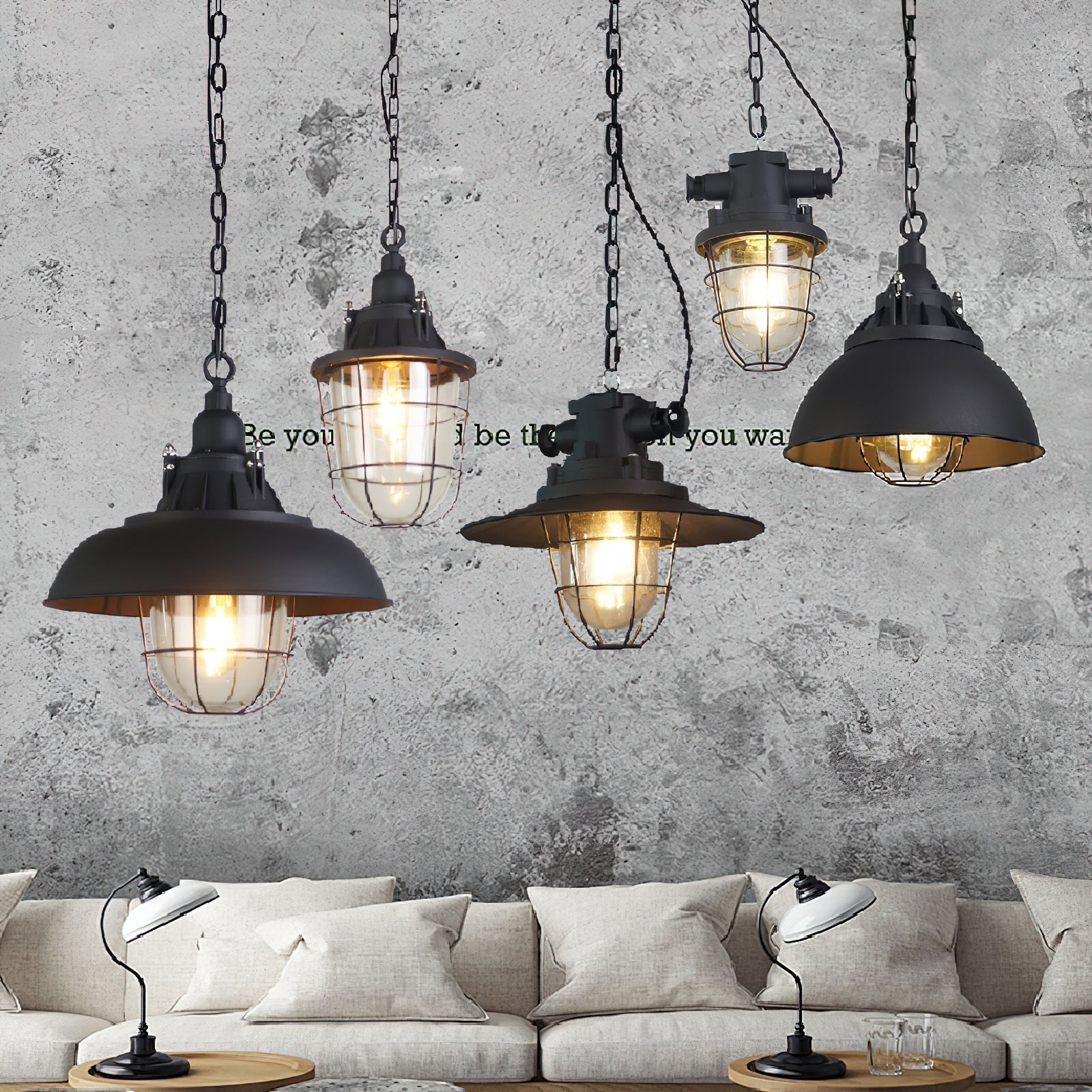 Freyza | Celest Vintage Industrial Glass Pendant Light – Industrial Kitchen Dining Room