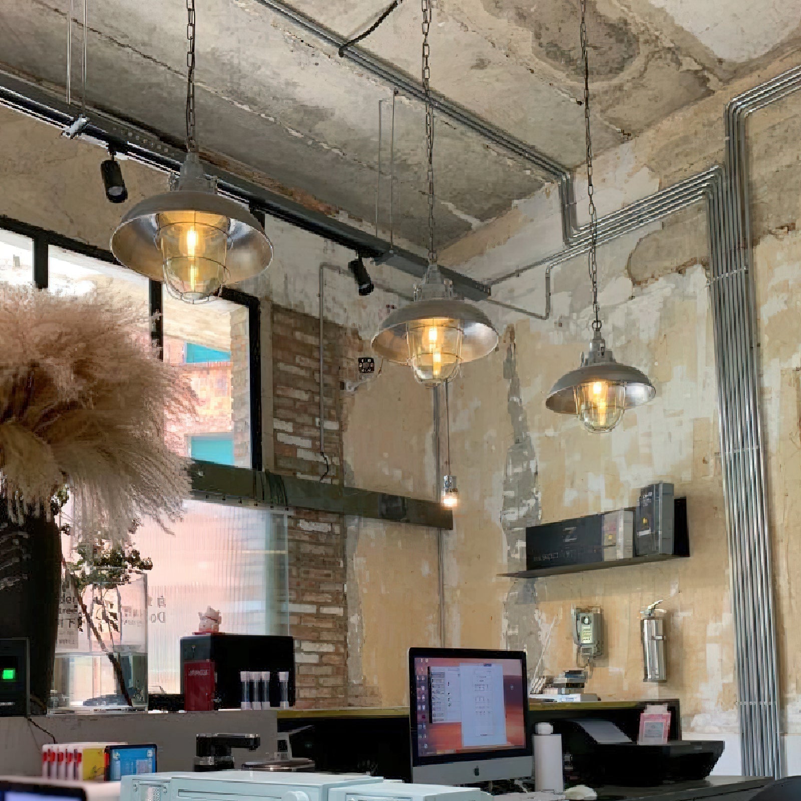 Freyza | Celest Vintage Industrial Glass Pendant Light – Industrial Kitchen Dining Room