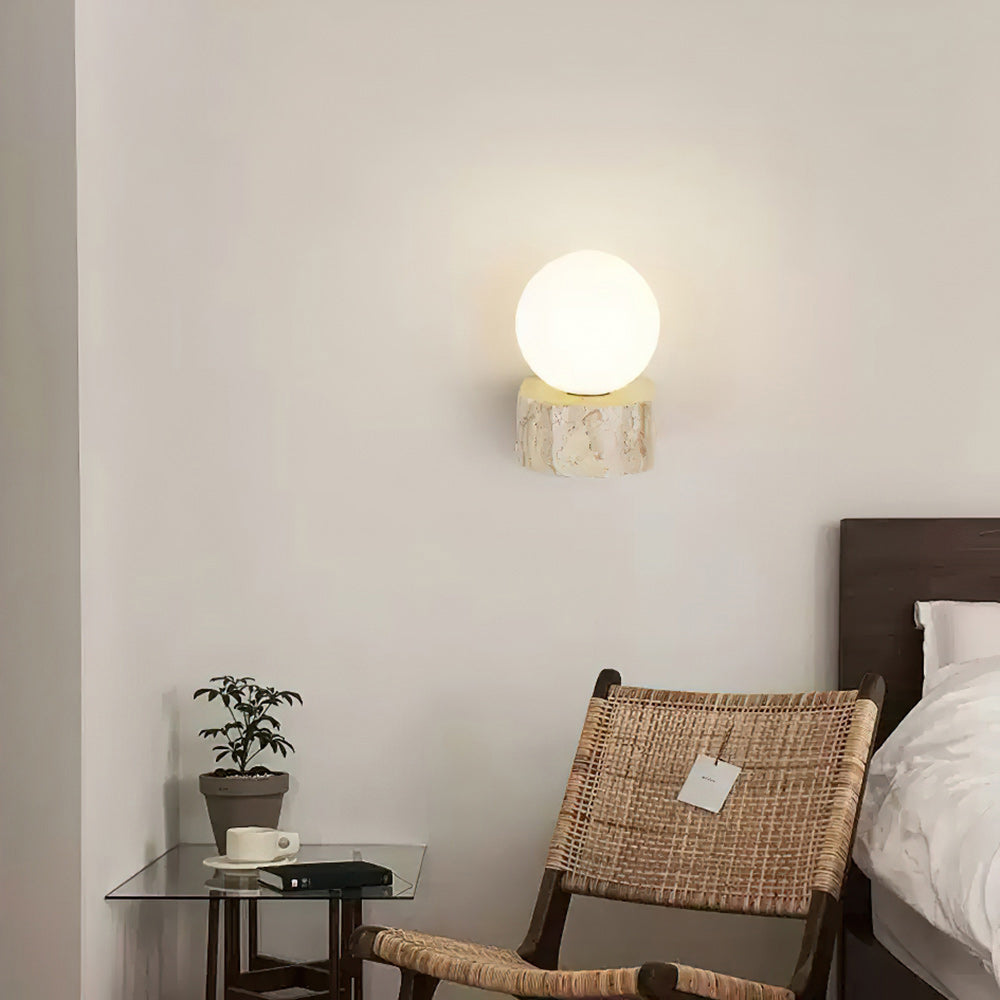 Freyza | Symph Travertine Glass Glass Wall Light – Bedroom Hallway
