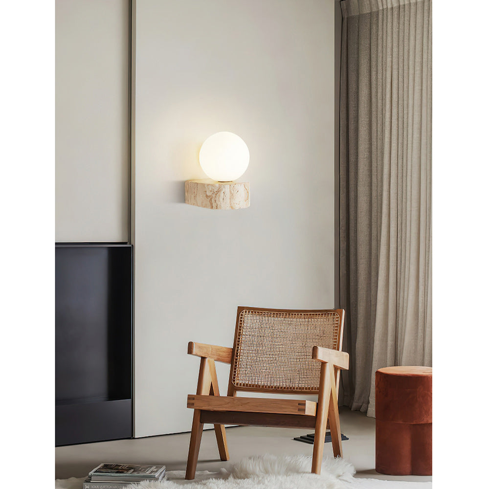 Freyza | Symph Travertine Glass Glass Wall Light – Bedroom Hallway
