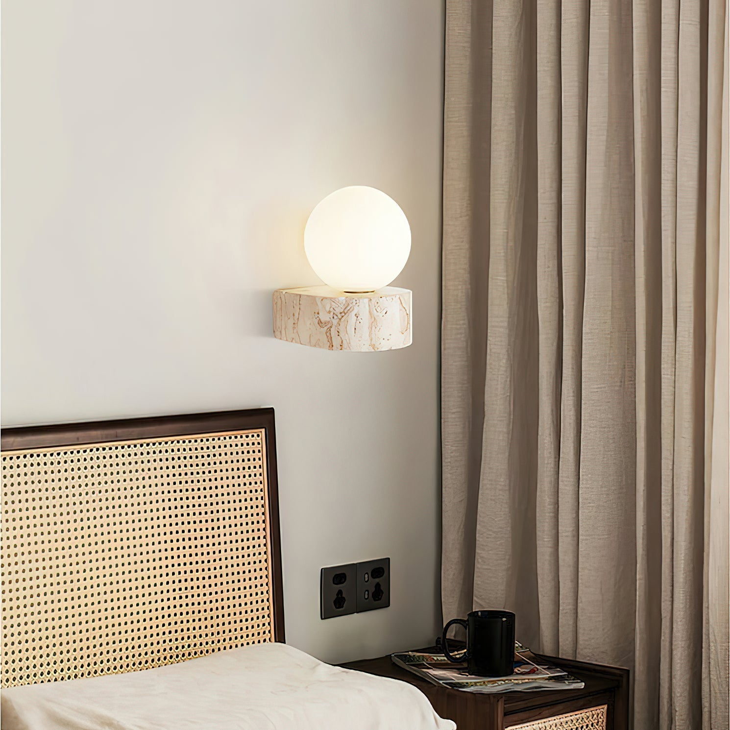 Freyza | Symph Travertine Glass Glass Wall Light – Bedroom Hallway