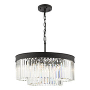 Freyza - Lustre suspendu à 6 lumières Dar Celeus, anthracite et cristal