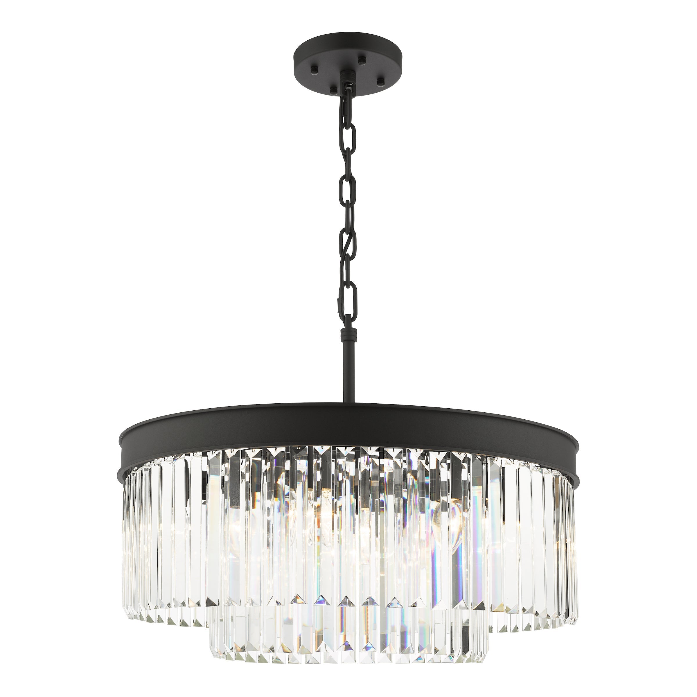 Freyza - Lustre suspendu à 6 lumières Dar Celeus, anthracite et cristal