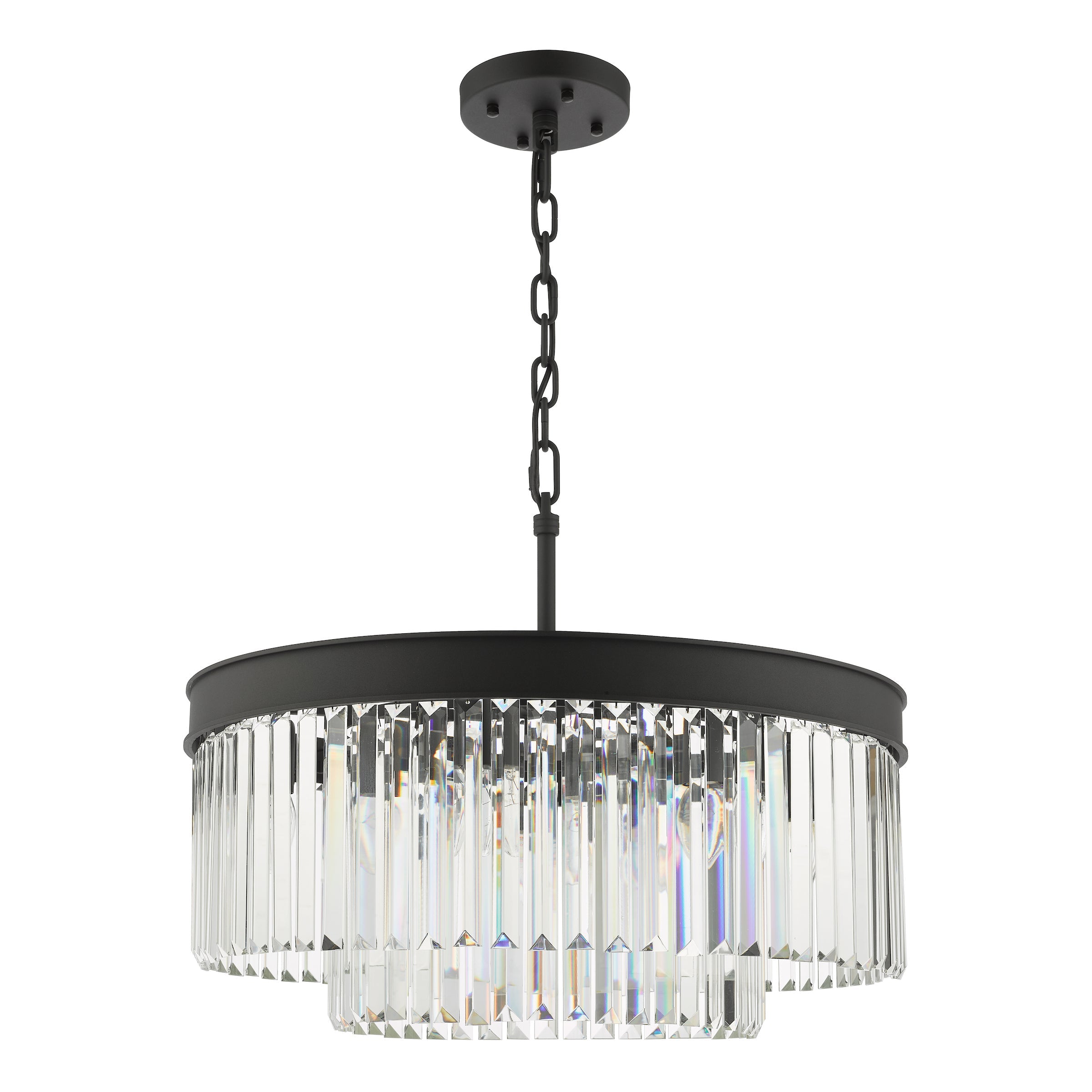 Freyza - Lustre suspendu à 6 lumières Dar Celeus, anthracite et cristal
