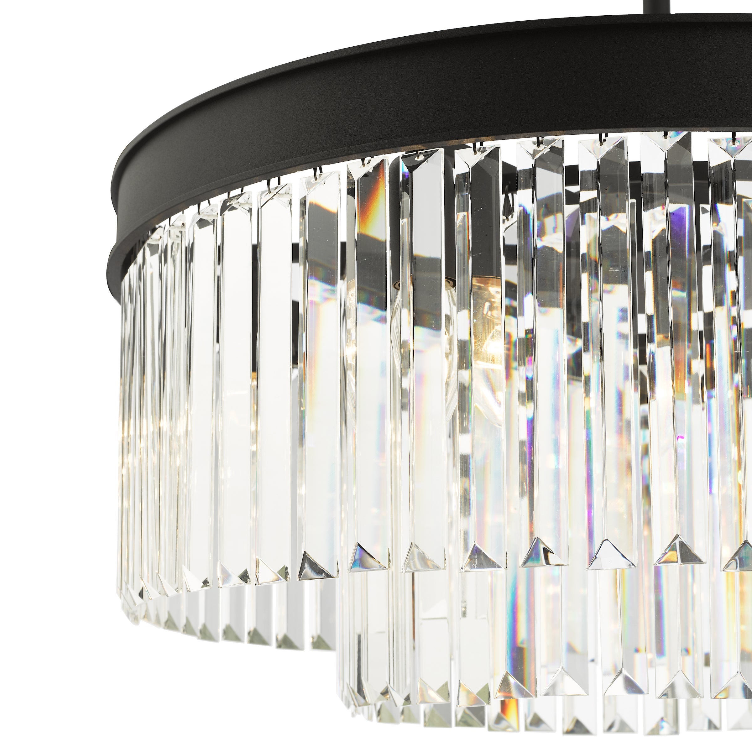 Freyza - Lustre suspendu à 6 lumières Dar Celeus, anthracite et cristal