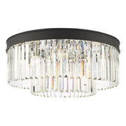 Freyza - Dar Celeus 6 Light Flush Chandelier Anthracite & Crystal