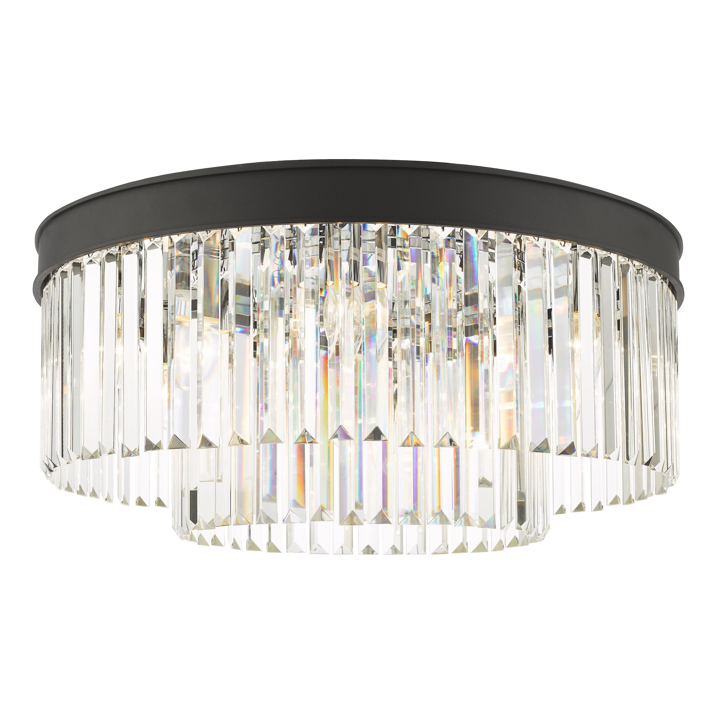 Freyza - Dar Celeus 6 Light Flush Chandelier Anthracite & Crystal