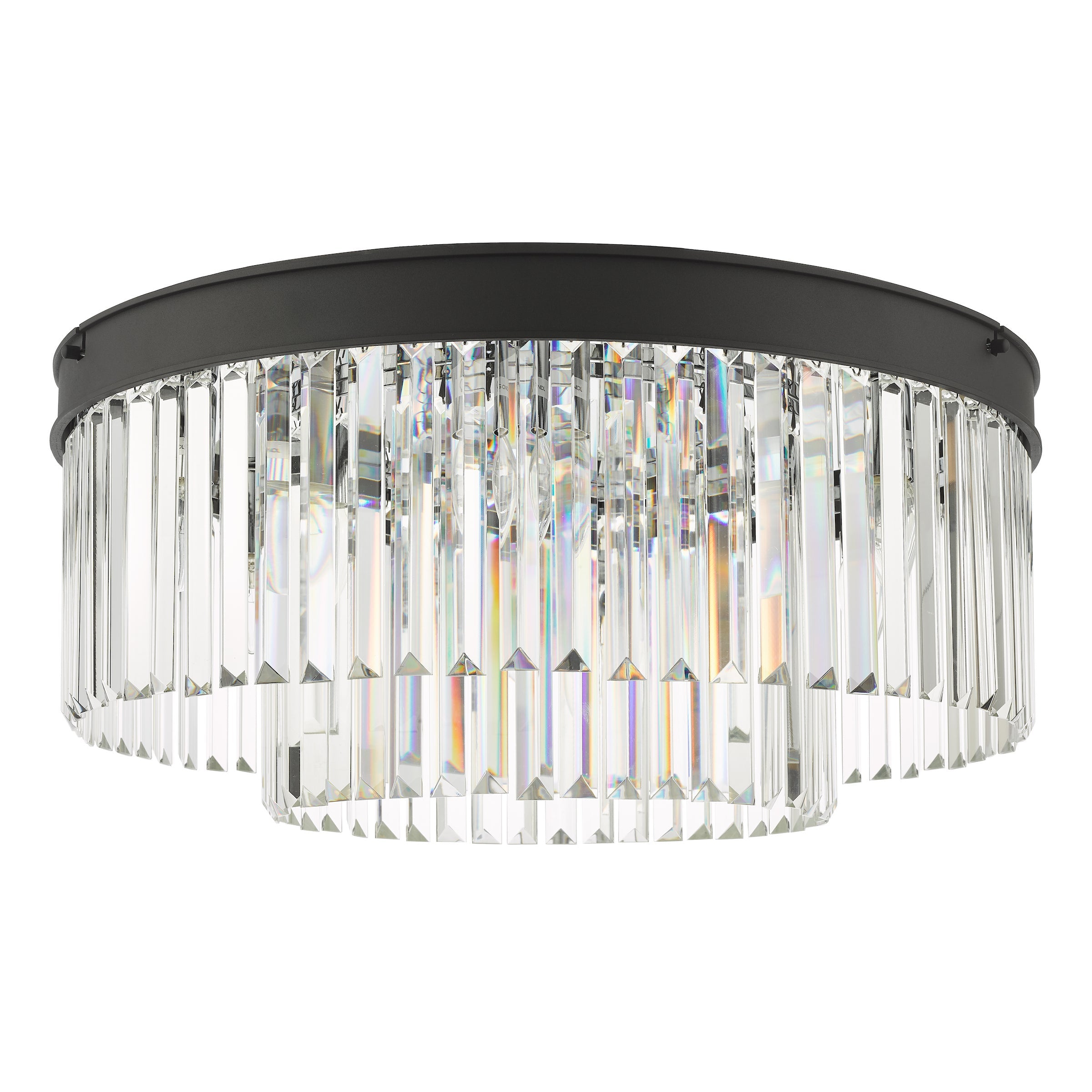 Freyza - Dar Celeus 6 Light Flush Chandelier Anthracite & Crystal