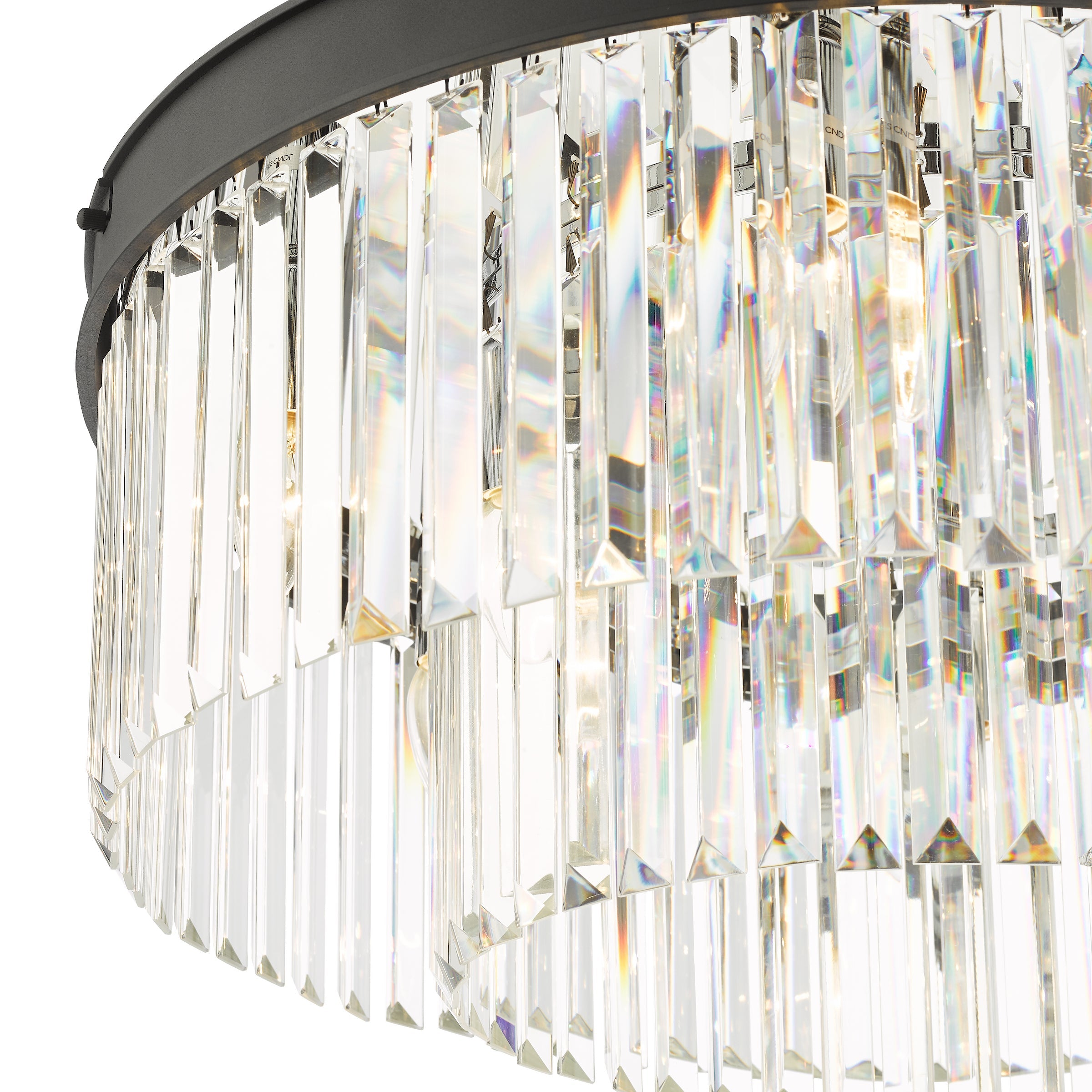 Freyza - Dar Celeus 6 Light Flush Chandelier Anthracite & Crystal