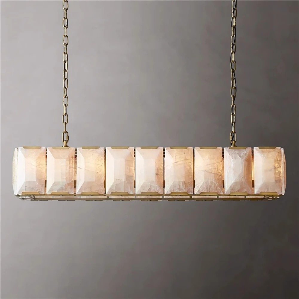 Freyza - CalciteGlow | Elegant Translucent Alabaster Linear Chandelier