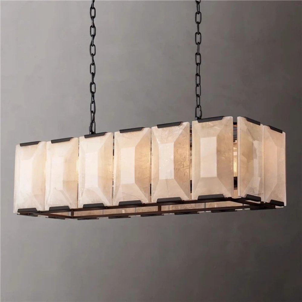 Freyza - CalciteGlow | Elegant Translucent Alabaster Linear Chandelier