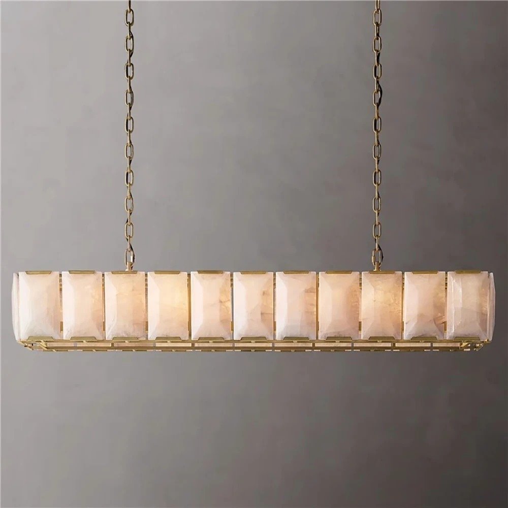 Freyza - CalciteGlow | Elegant Translucent Alabaster Linear Chandelier