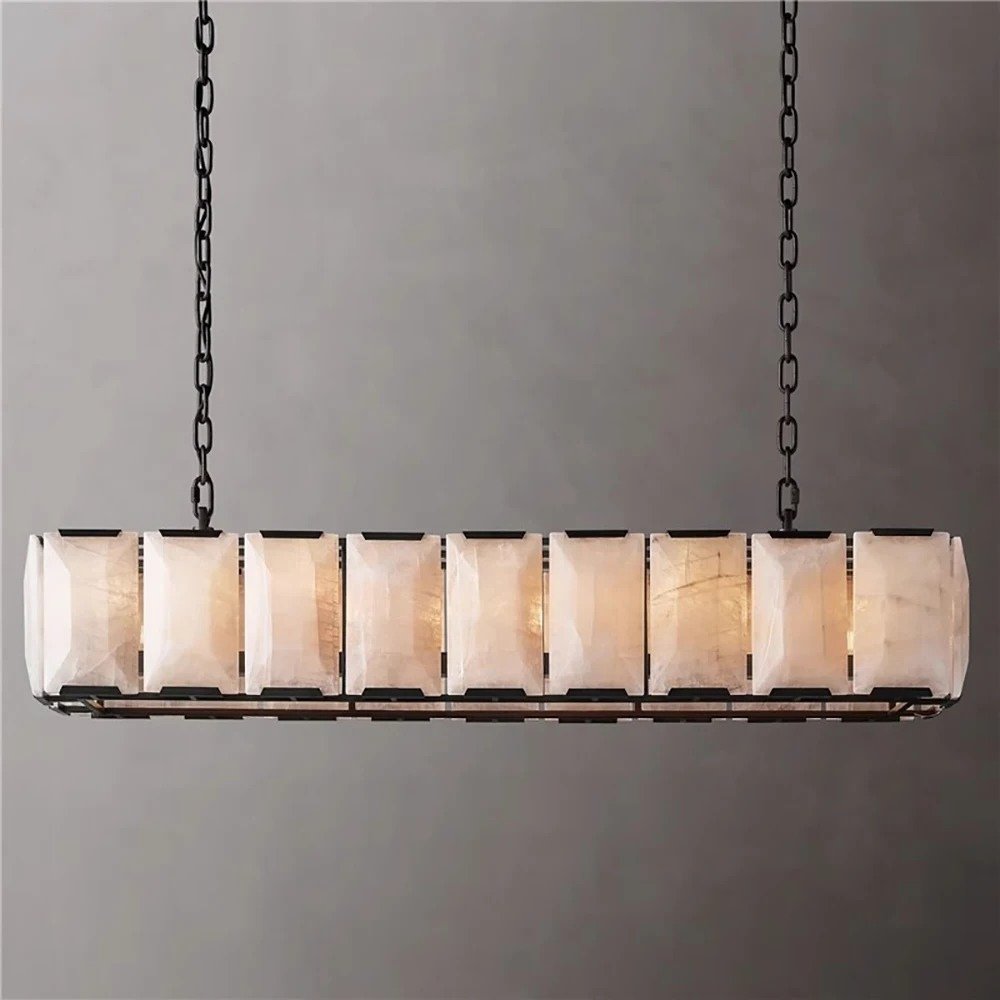 Freyza - CalciteGlow | Elegant Translucent Alabaster Linear Chandelier