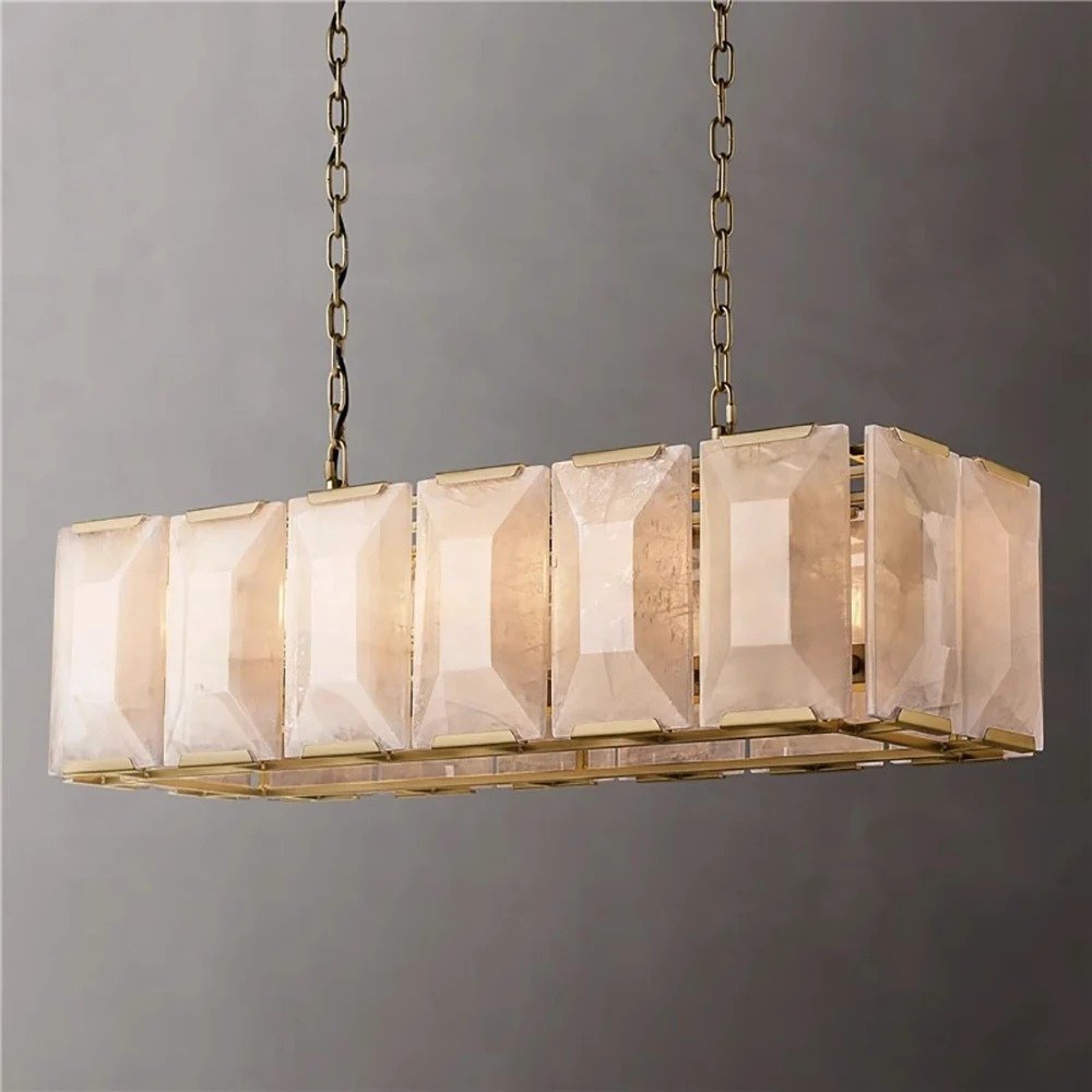 Freyza - CalciteGlow | Elegant Translucent Alabaster Linear Chandelier
